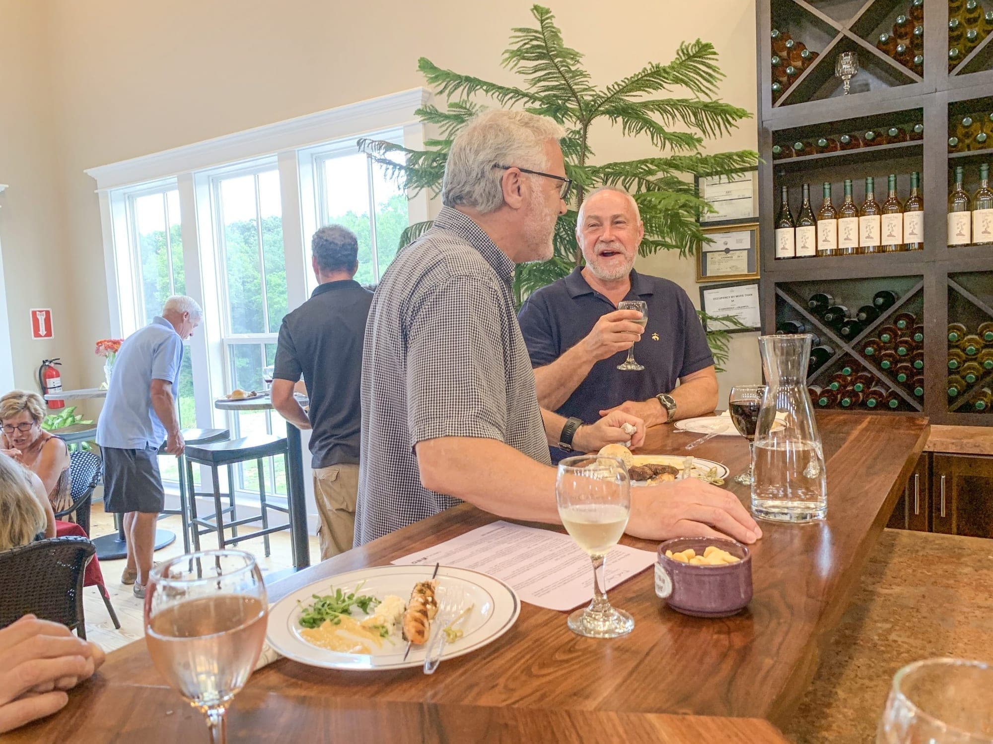 Guests enjoying wine at FireClay Cellars tasting room