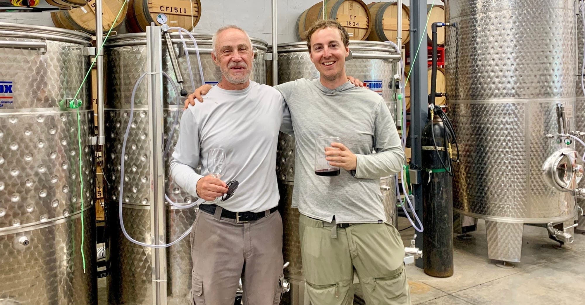 Erik and Andrei in the winemaking facility